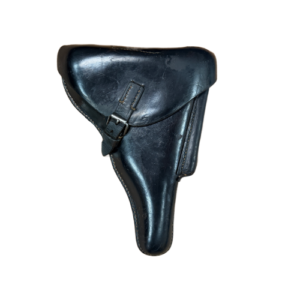 Original 1938 German P.08 Luger Hardshell Leather Holster | WWII Wehrmacht Military Surplus Gear with Straps & Buckle