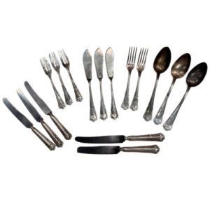 Original WWII German Luftwaffe 16-Piece Sterling Silver-Plated Flatware Set | 1938 Dated Rostfrei Solingen by Giessen Messsilver
