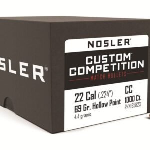 Nosler Custom Competition Bullets | 22 Caliber (.224 Diameter), 69 Grain Hollow Point Boat Tail (HPBT), Match-Grade Rifle Bullets – Box of 100/250