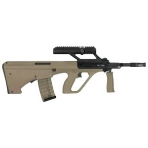 Buy Steyr AUG A3 M1 semi-automatic rifle in Mud Brown. Features an integrated 3X optic, 16-inch barrel, and iconic 5.56mm bullpup architecture (AUGM1MUDO3).