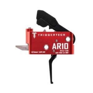 TriggerTech Diamond PVD Two-Stage Drop-In Trigger | Flat Bow, Zero-Creep Match Fire Control Group, Small Pin (.154"), Black/Red Finish – MPN: AR1-T09-02-BK