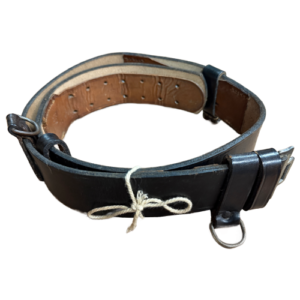 Original WWII German SS Officer Black Leather Dress Belt | 1942 "bmd" Maker-Marked Belt with RZM Acceptance Stamp