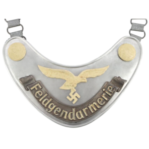 Original WWII German Third Reich Feldgendarmerie Gorget | Wehrmacht Military Police Luminescent Crescent Gorget with Chain