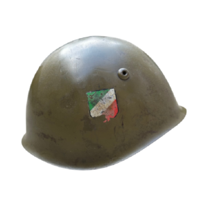 Original WWII German Third Reich Italian M33 Steel Helmet | SS Double-Decal Re-Issued Combat Helmet with Leather Liner