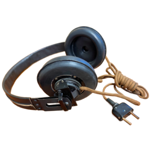 Original WWII German Panzer & Armored Vehicle Model “B” Headphones with Throat Microphone | Wehrmacht AFV Intercom Headset