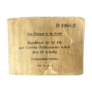 Original WWII German K43 / G43 Rifle Buttstock Field Manual | Extremely Rare Wartime Instructions for the Walther Semi-Automatic Rifle